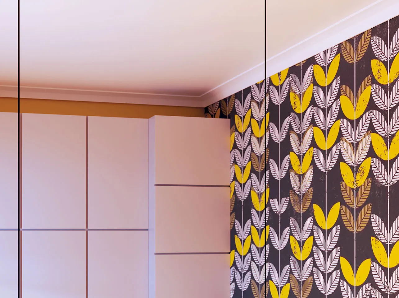 Coving model UPSOLU UP21 in polystyrene for Ceiling or Wall, applied with adhesive, moisture-resistant.