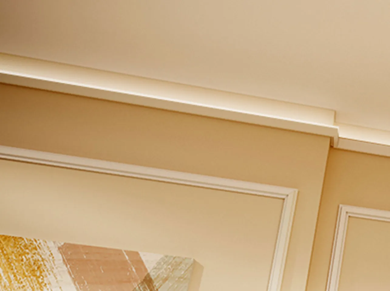 Molding for Ceiling or Wall model UPSOLU UP236 ideal for indirect lighting in moisture-resistant polystyrene, applied with adhesive. Indirect light.