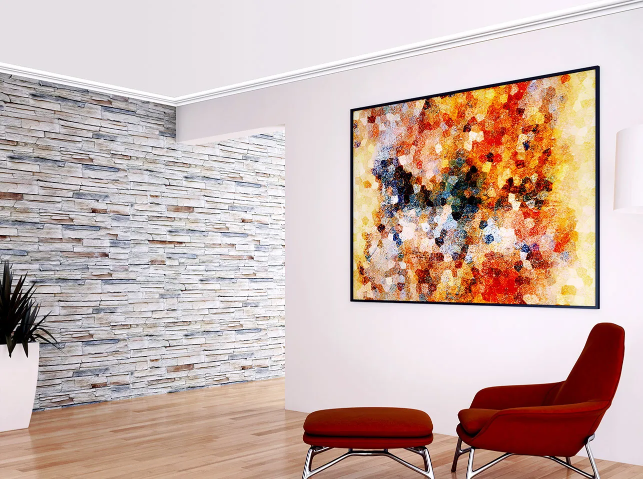 UP25 Polystyrene crown molding for ceiling or wall, moisture-resistant, applied with glue.